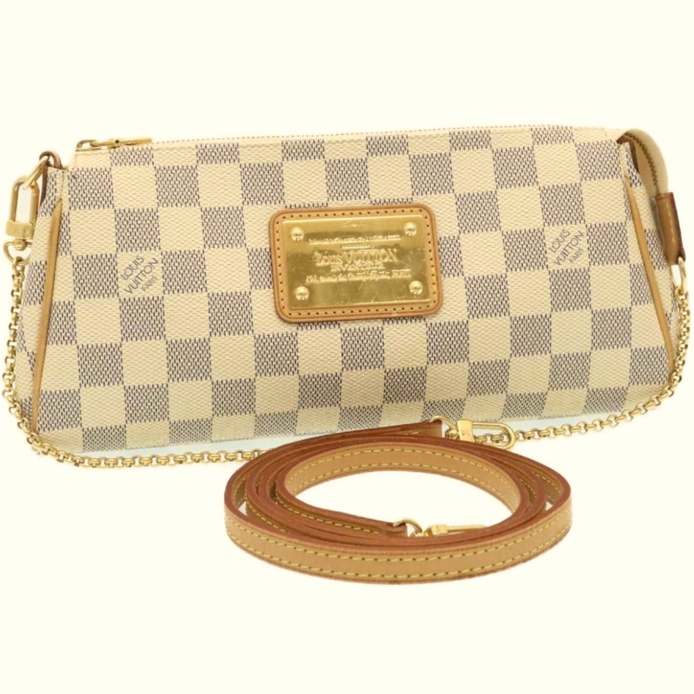SOLD! Louis Vuitton Damier Azur Eva Clutch * Chain-link  & Leather strap